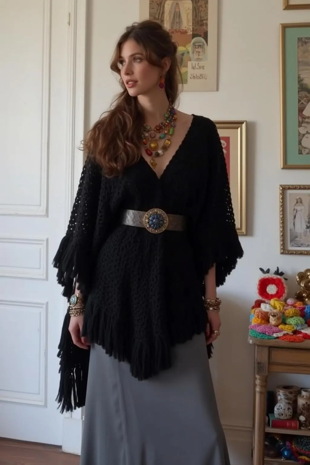 Earrings Necklace Bracelets And Rings In Fashion Portrait