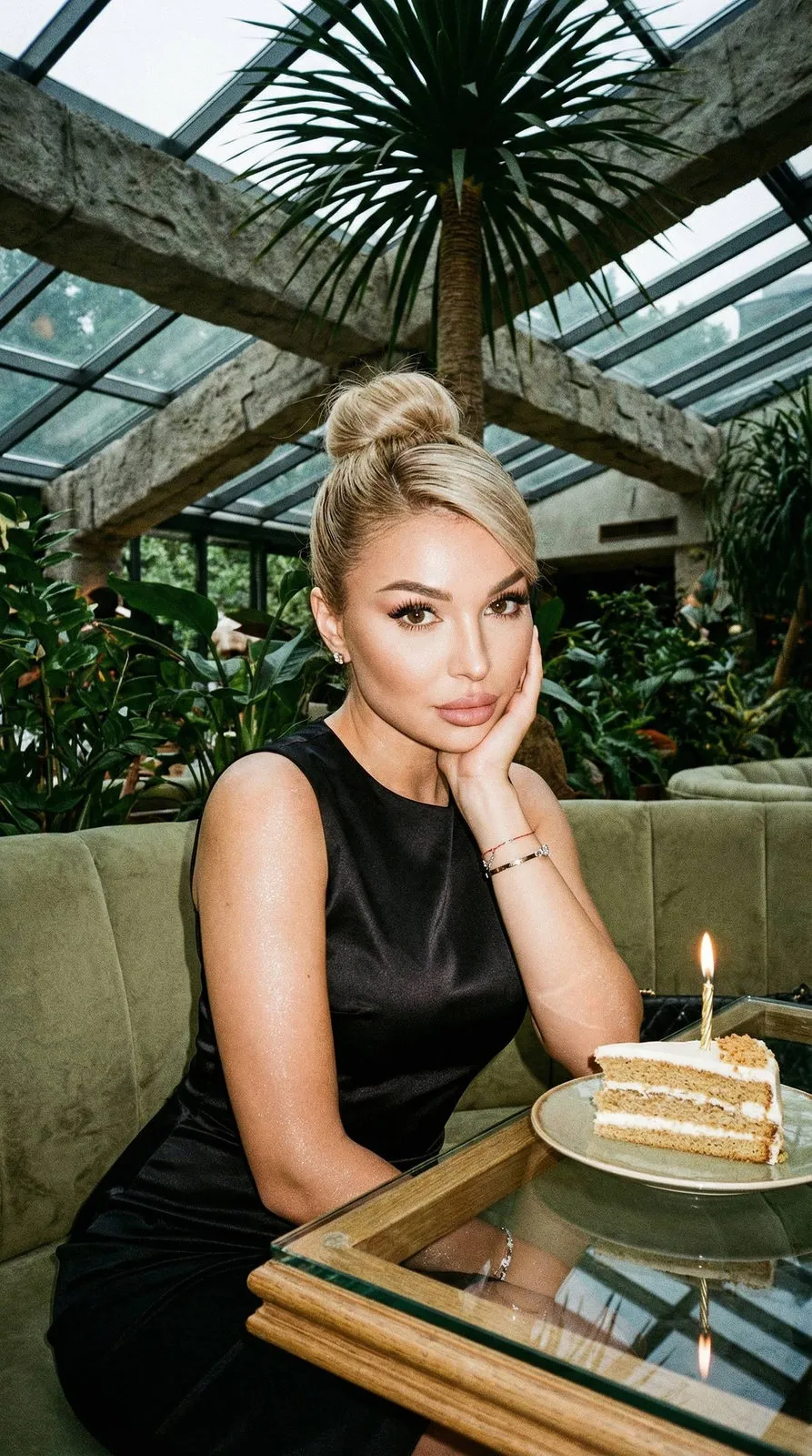 Makeup Earrings And Bracelets In Restaurant Portrait