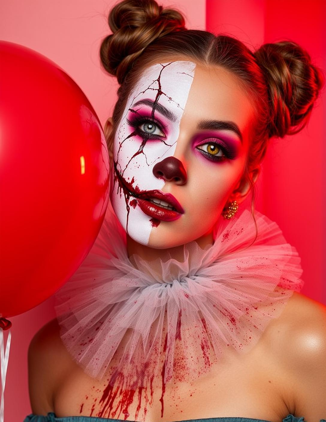 Halloween Makeup Young Clown Brown Styled Two