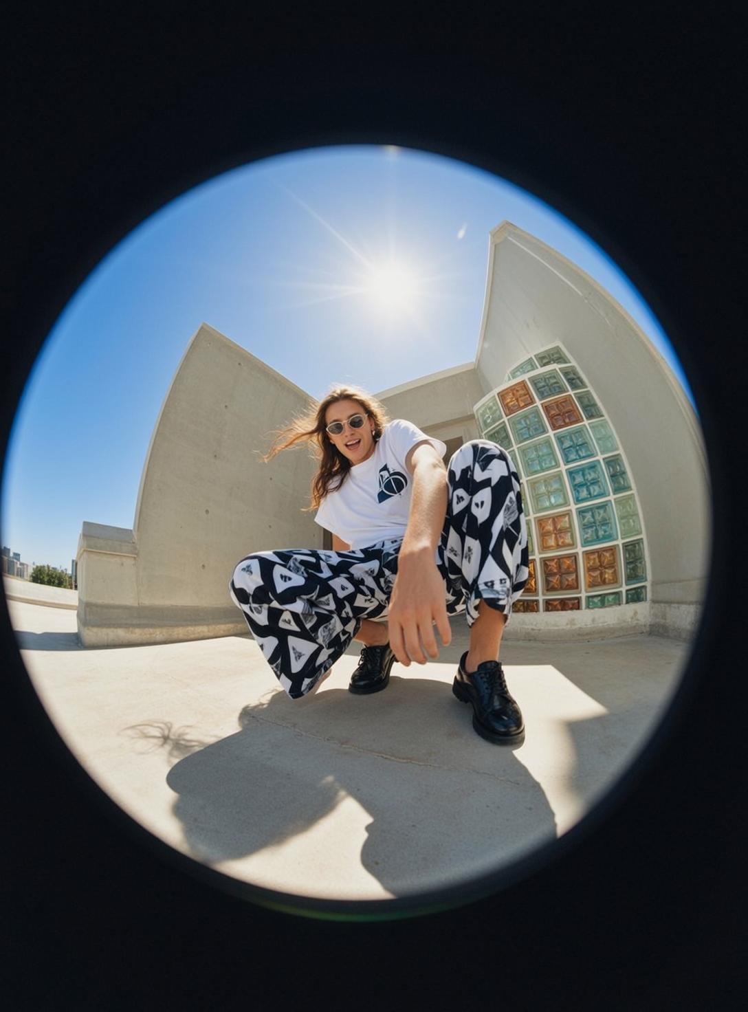 Fisheye Young Long Wavy Brown Fair White