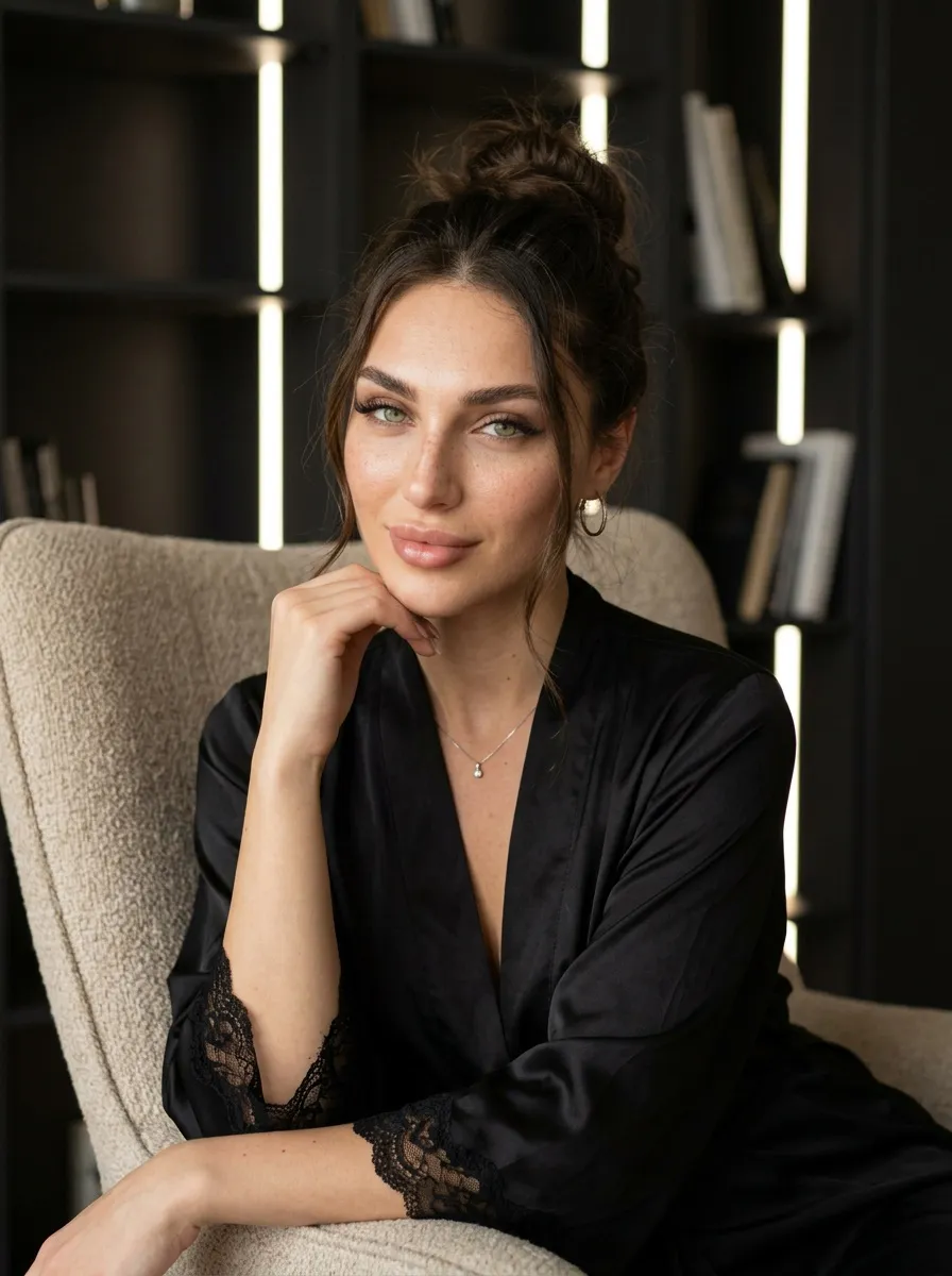 Earrings And Necklace In Armchair Portrait