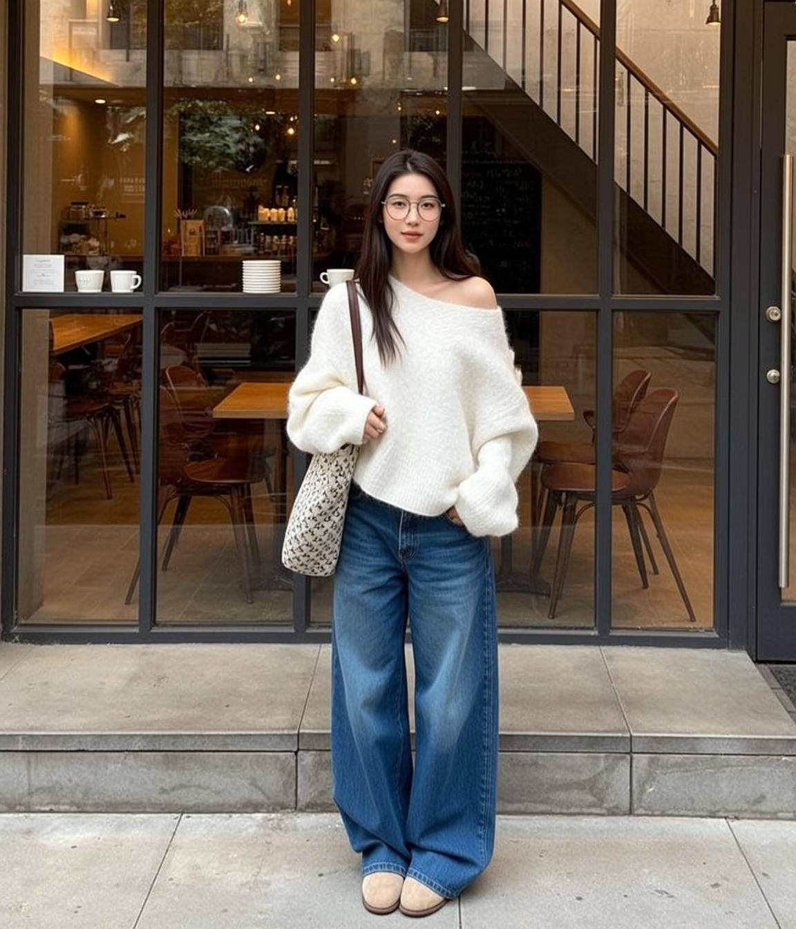 White Sweater Cafe Window Style