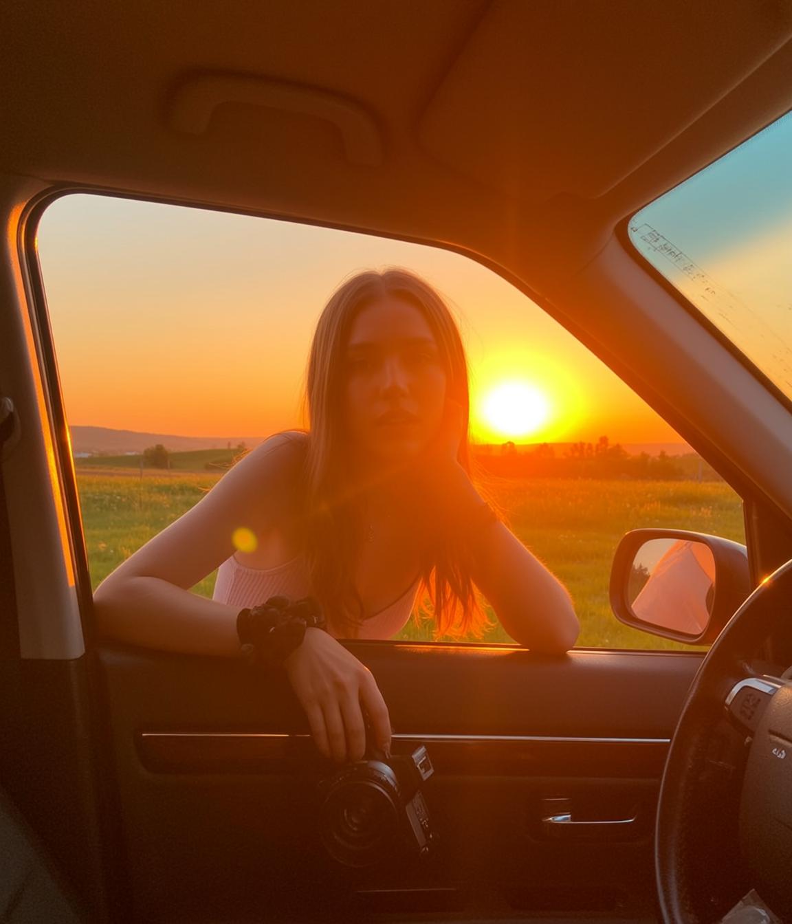 Black Camera Car Window Portrait