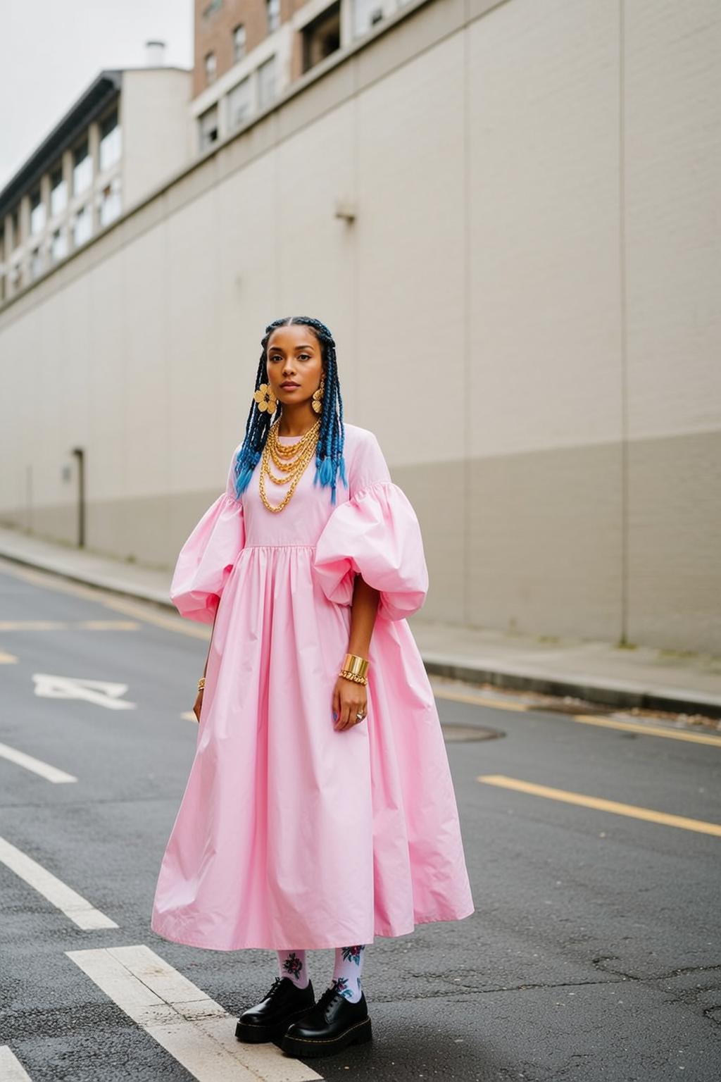 Fashion Week Young Blue Braided Hair Medium