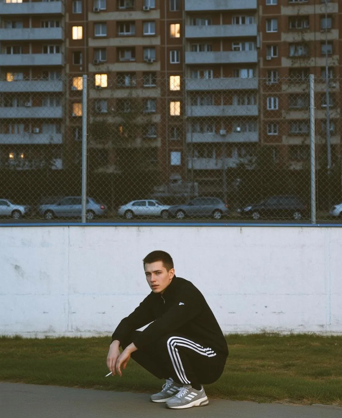 Black Tracksuit Street Crouch