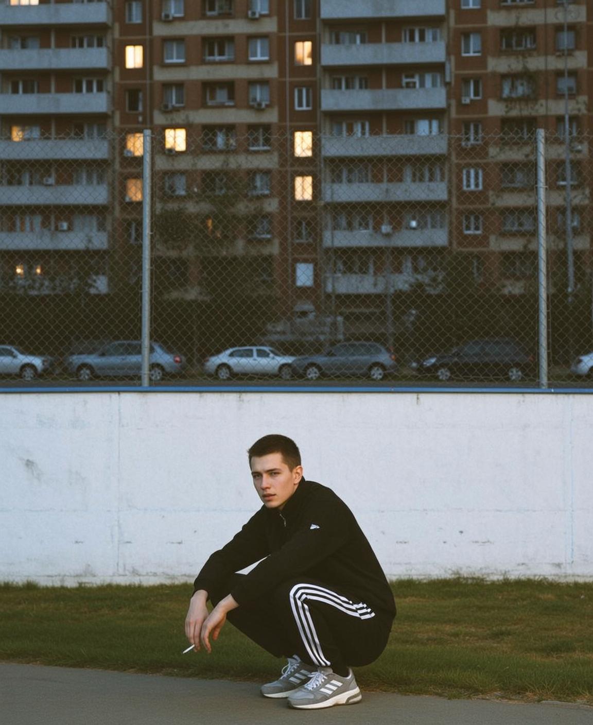Black Tracksuit Street Crouch