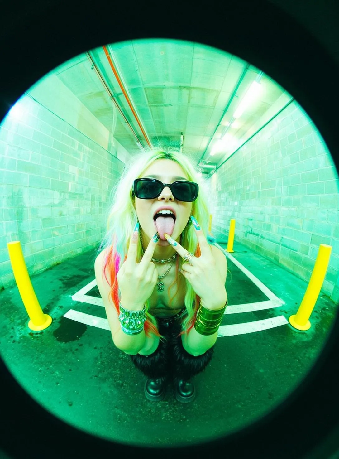 Sunglasses Necklace Bracelets And Rings In Fisheye Portrait