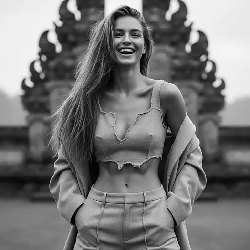 Brutalist High Fashion Waist Up Photo Of A