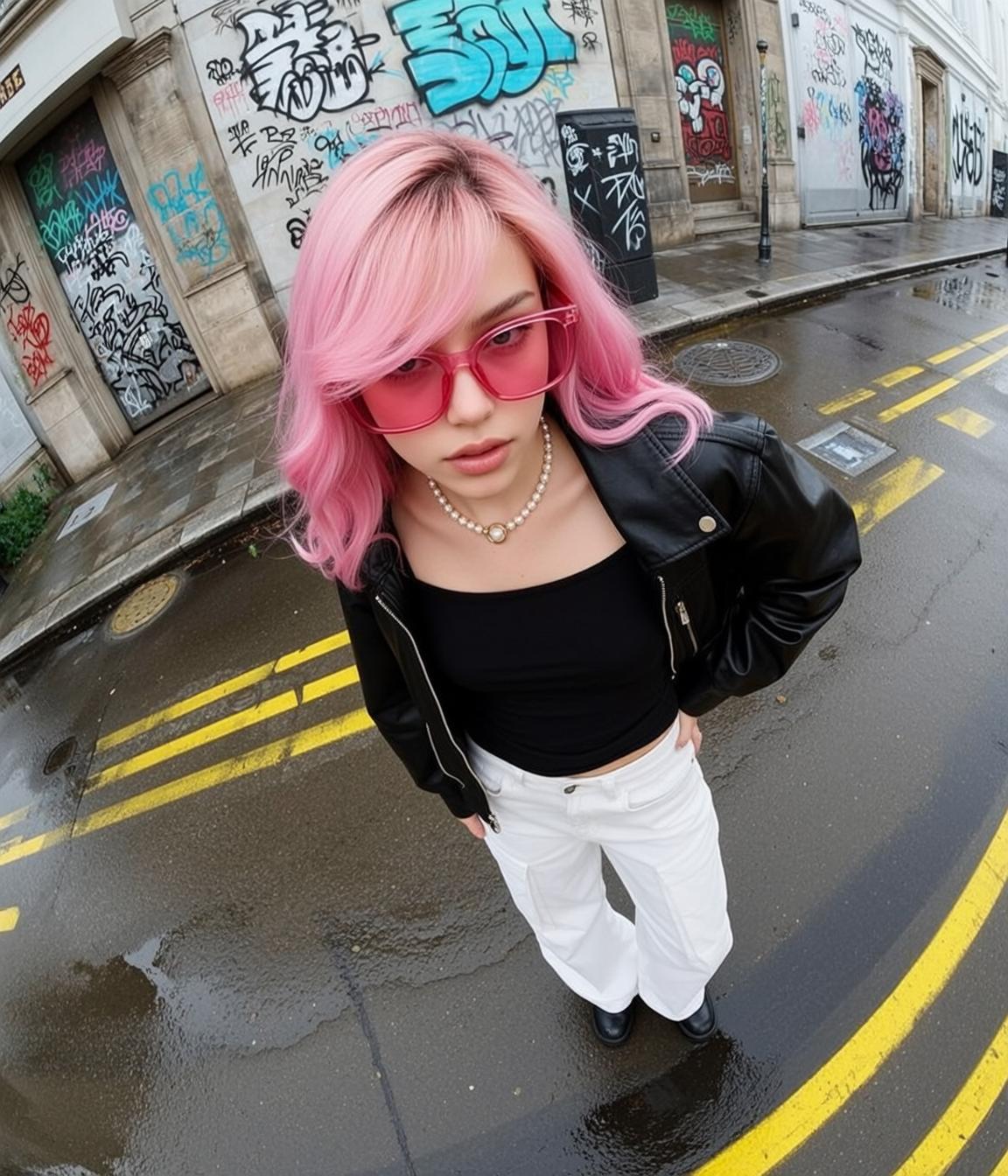Young Pink Wavy Fair Black Crop Top