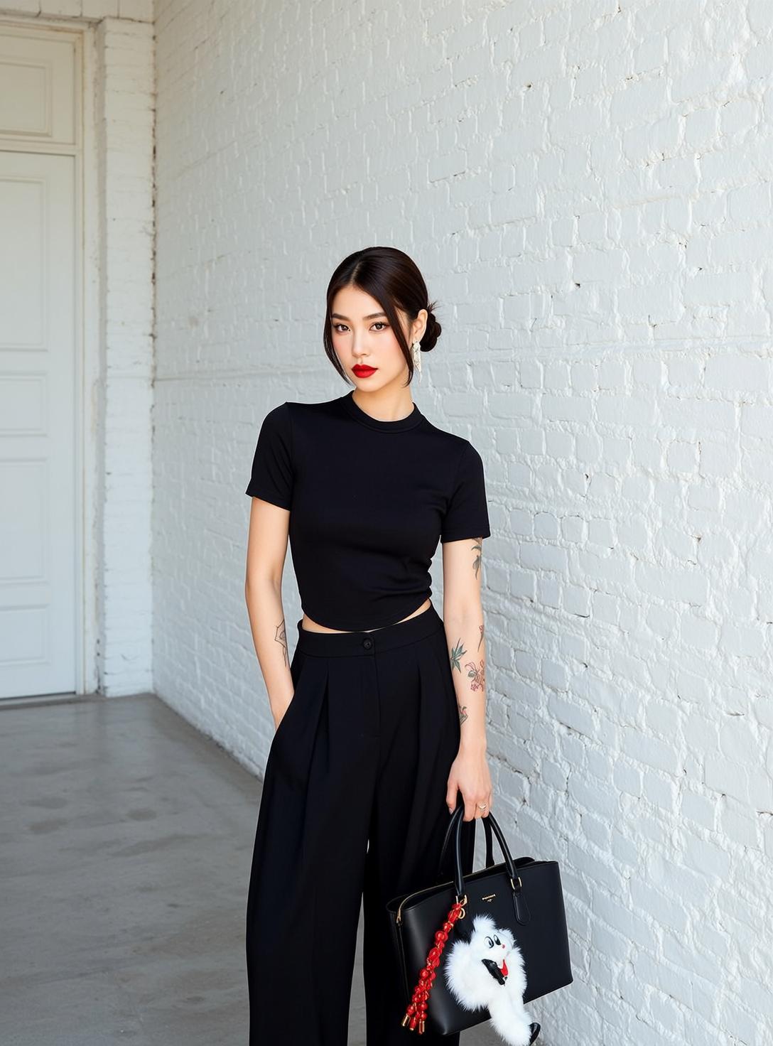Casual Young Asian Dark Brown Hair Pulled