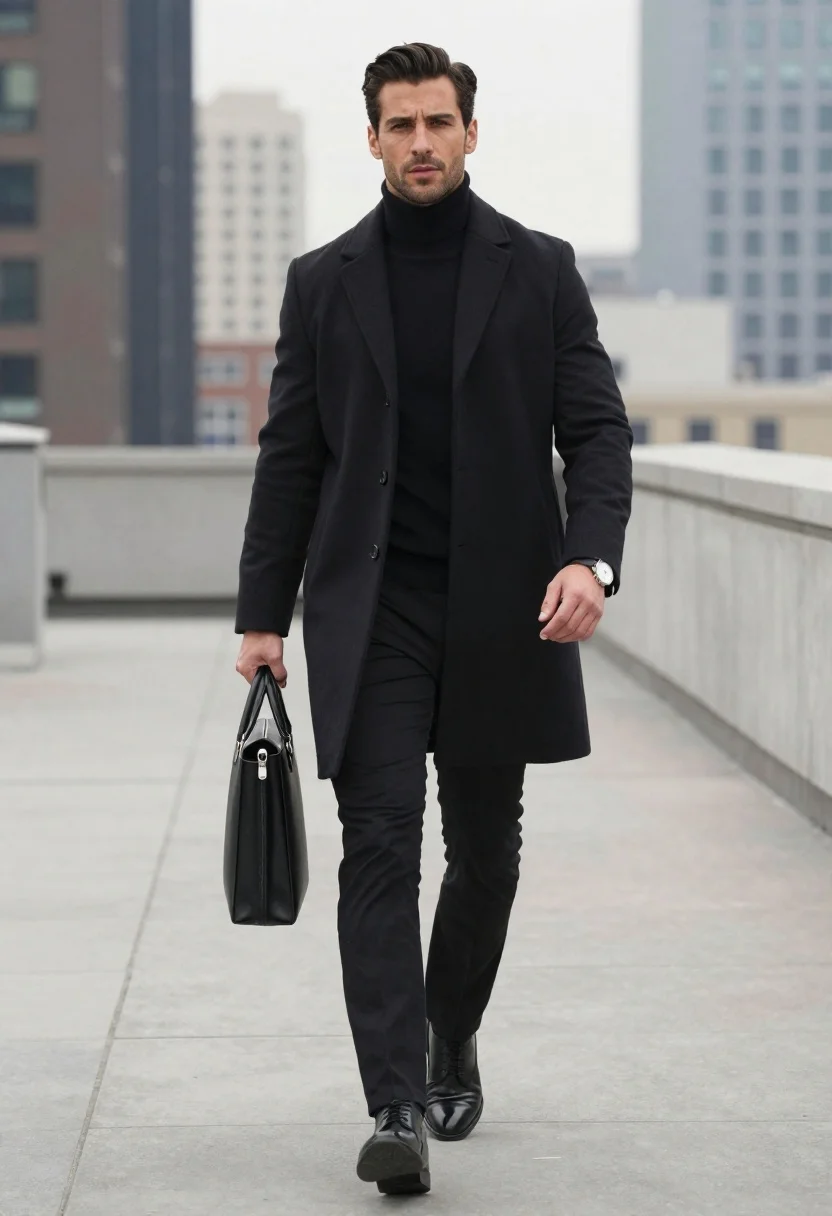 Cinematic Medium Shot Confident Man Walking Forward Urban Setting Subject reference photo