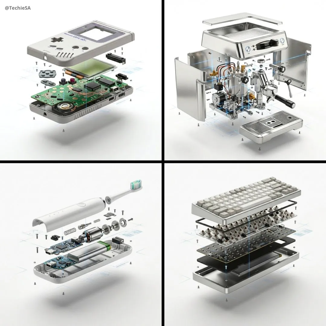 Realistic Exploded Product Macro View
