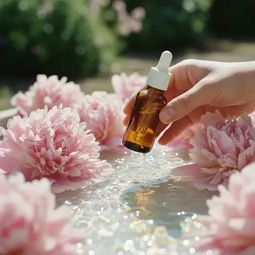 Product Photography Natural Light Hand Holding Amber Coloured Face Serum