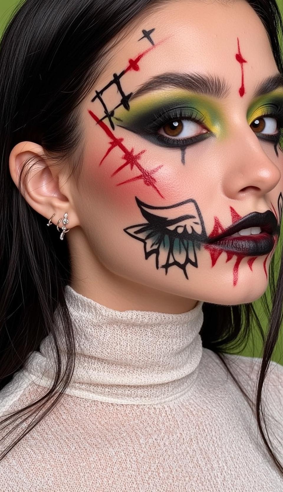 Halloween Makeup Young Long Dark Straight Fair