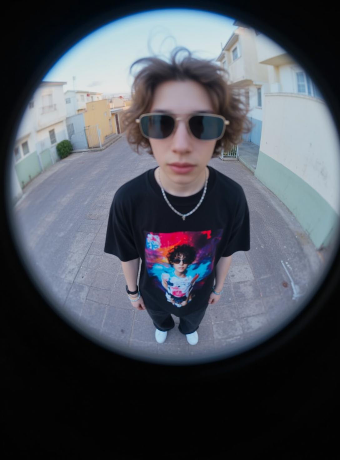 Graphic Tee Residential Street Fisheye