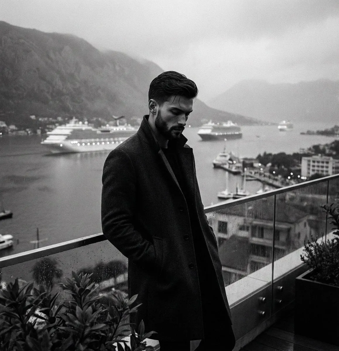 Dark Overcoat Misty Bay Cruise Ships