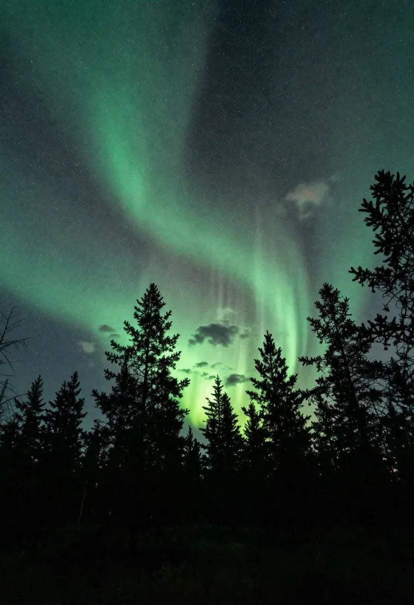 Breathtaking Long-exposure Night Scene Featuring Dense Forest Silhouette Against The