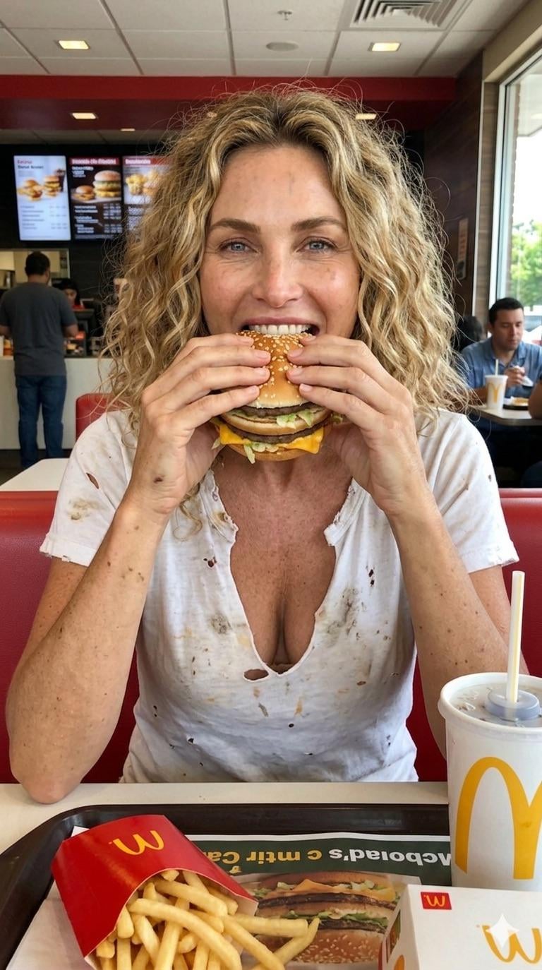 Eating Big Mac In Booth