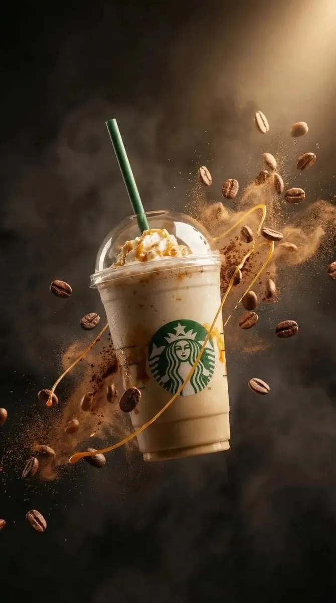 Caramel Frappuccino Mid Air Coffee Explosion Commercial
