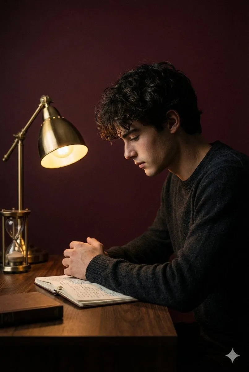 Realistic Desk Portrait Warm Lamp