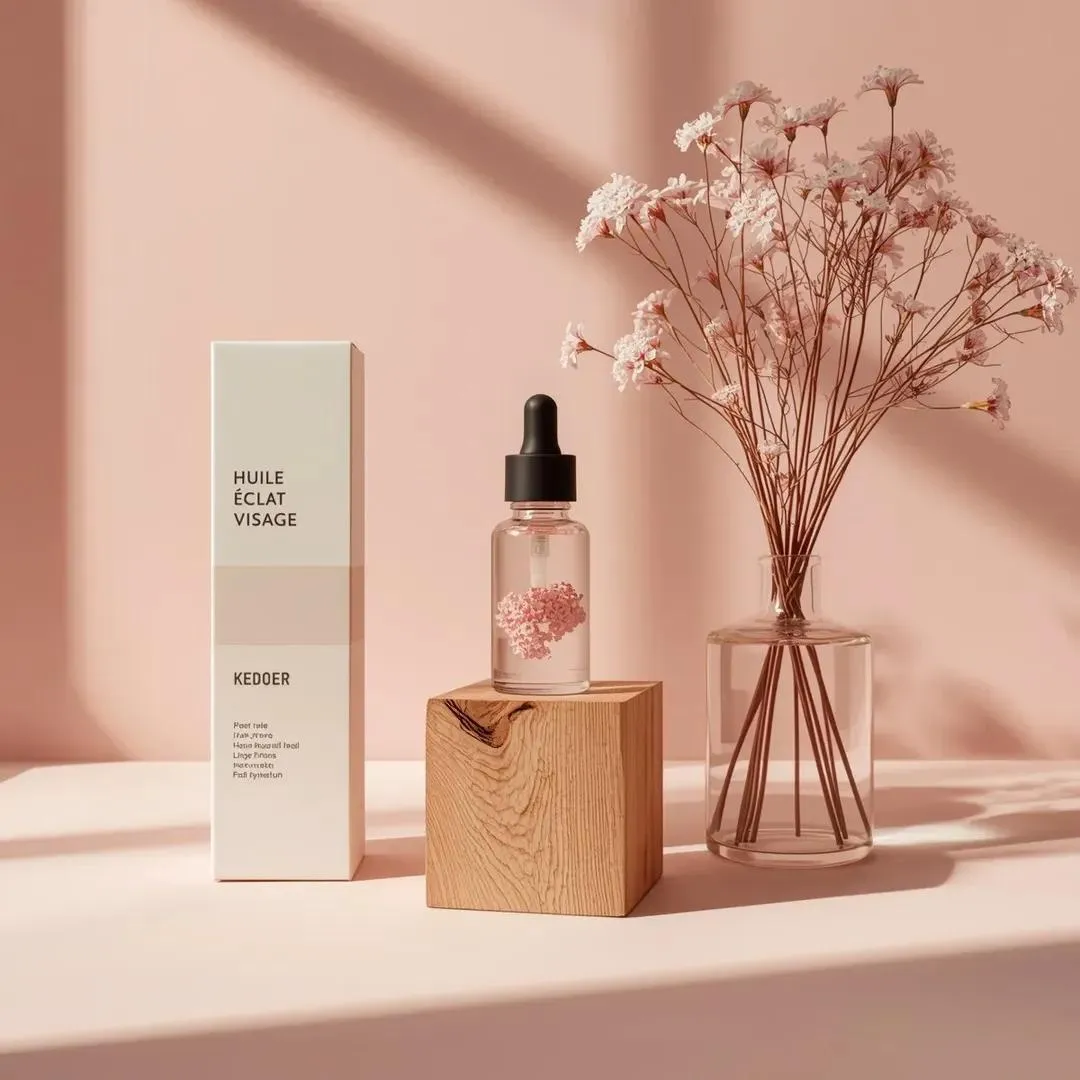 Realistic Pink Serum Dropper Wood Cube