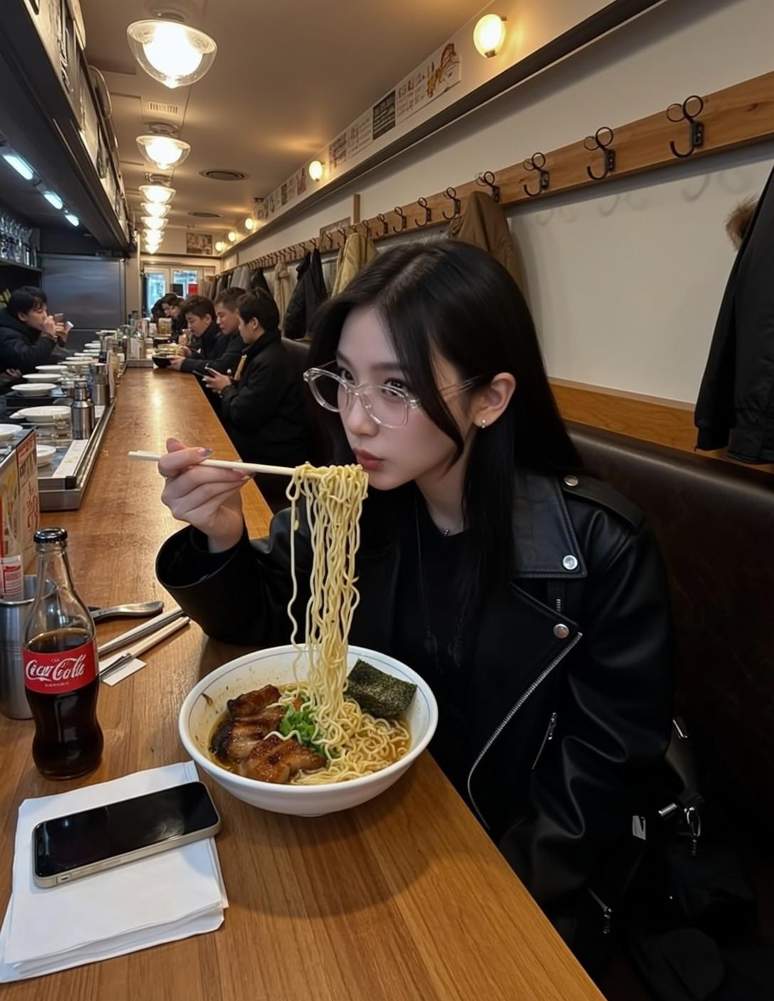 Explore Medium Captures Seated Wooden Counter Ramen