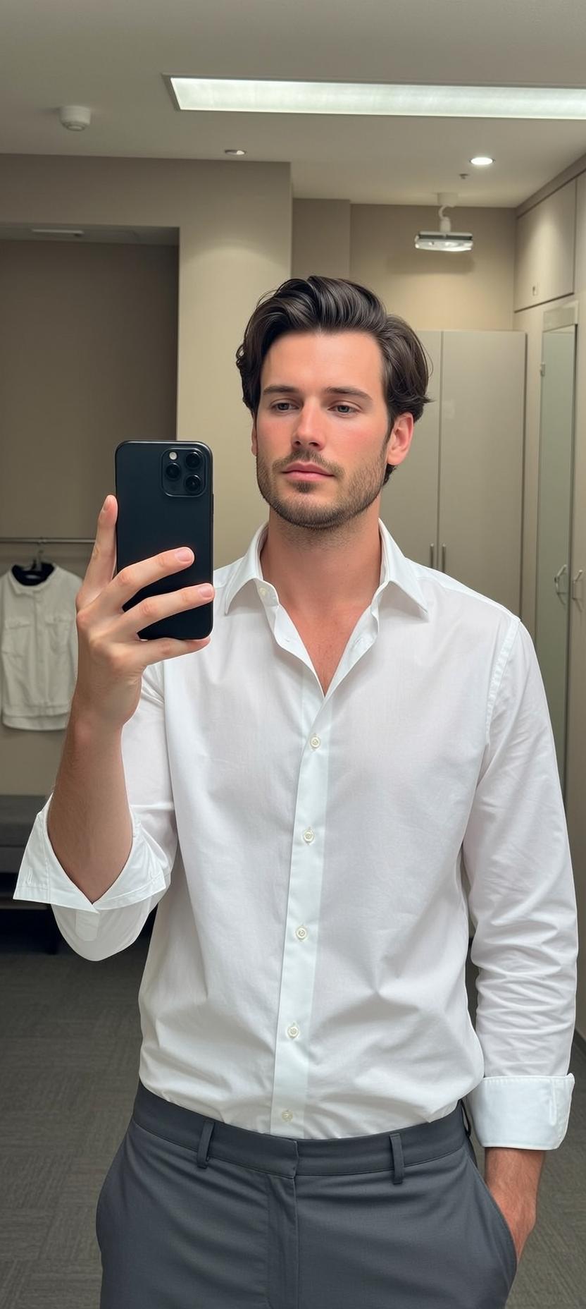 Explore Taking Selfie Fitting Room Holding Black reference photo