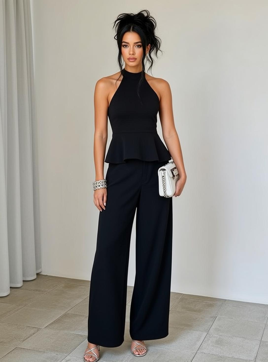 Black Halter Evening Clutch Look