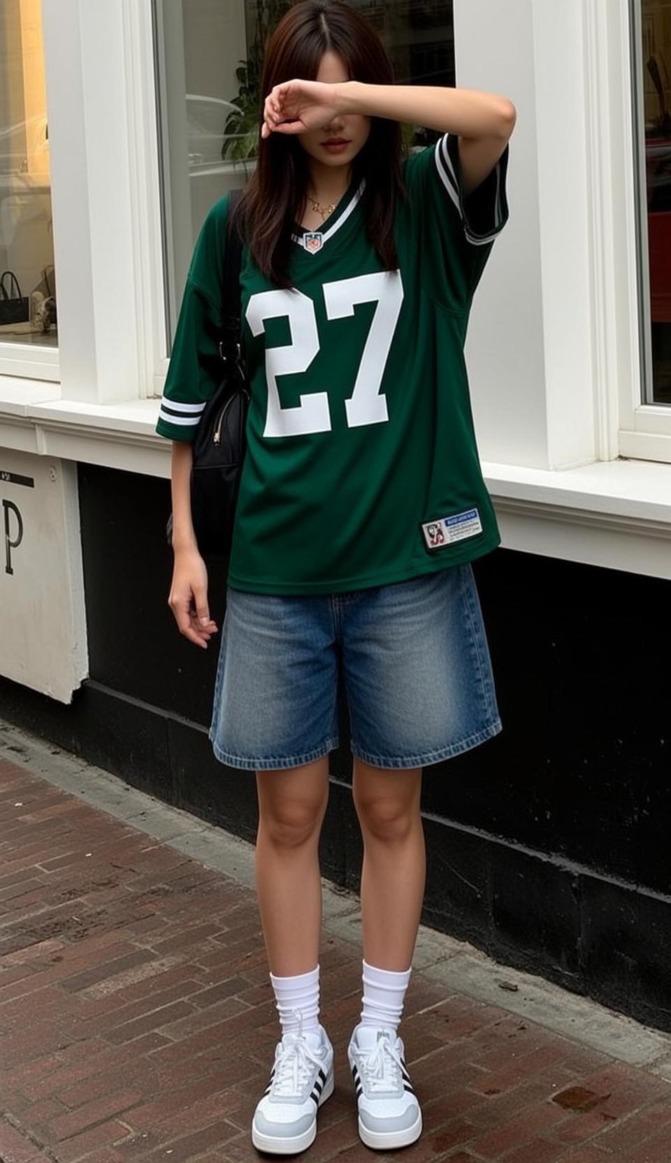 Green Jersey Number 14 on Street