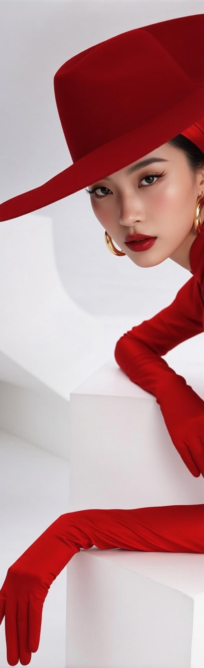 Makeup Posed Leaning Forward Her Head Tilted