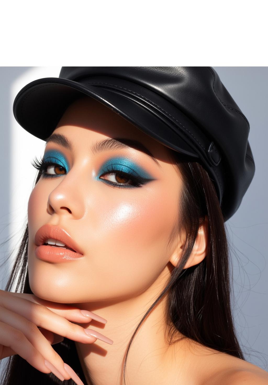 Dark Hair Studio Beauty Shot Leather Cap