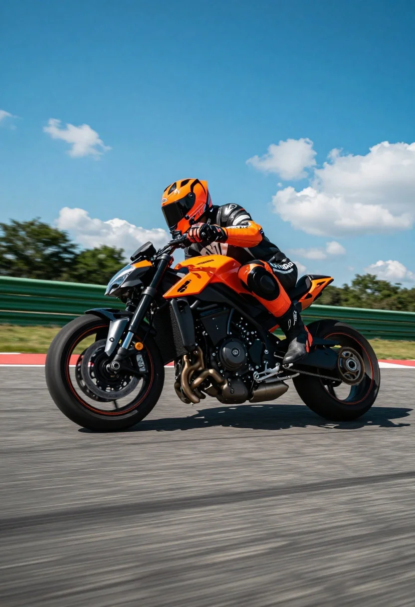 Dynamic Low-angle Shot Motorcyclist Leaning Into Sharp Turn Asphalt Track