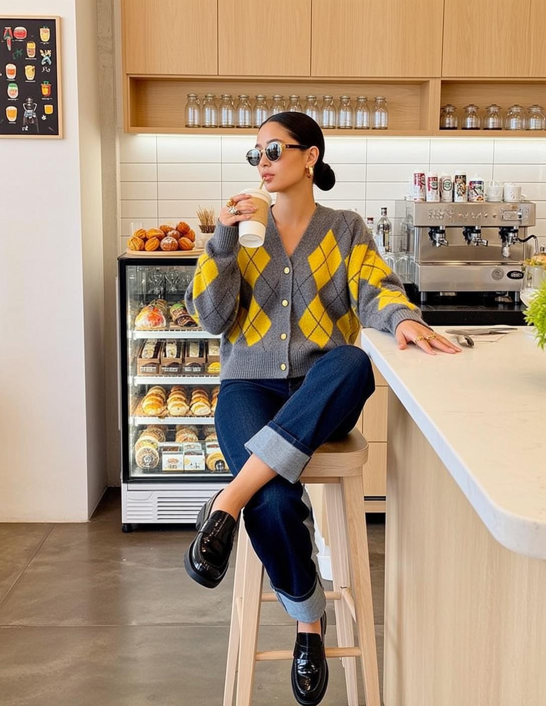 Explore Seated Wooden Stool Cafe Counter Holding