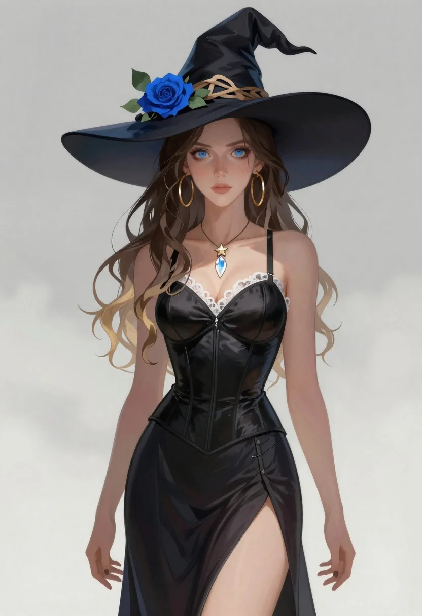 Portrait Female Witch With Elegant And Slightly Melancholic Expression Subject