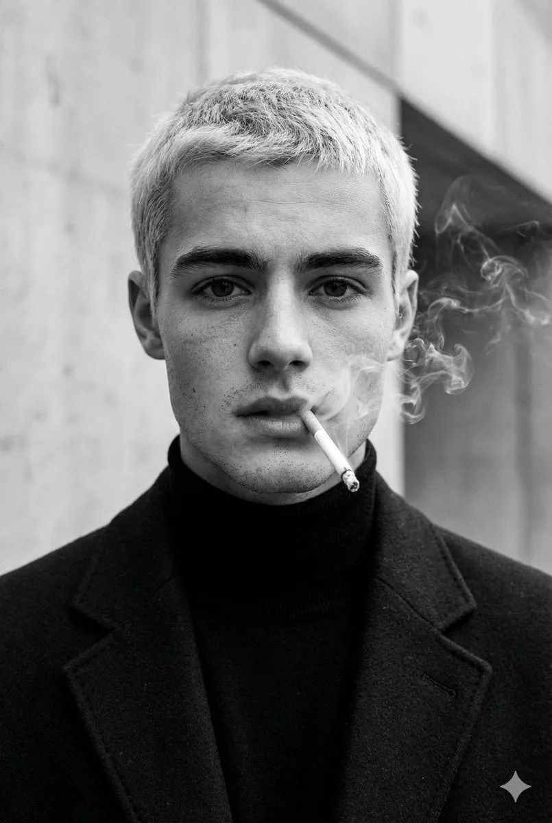 Dark Coat Cigarette Smoke Monochrome