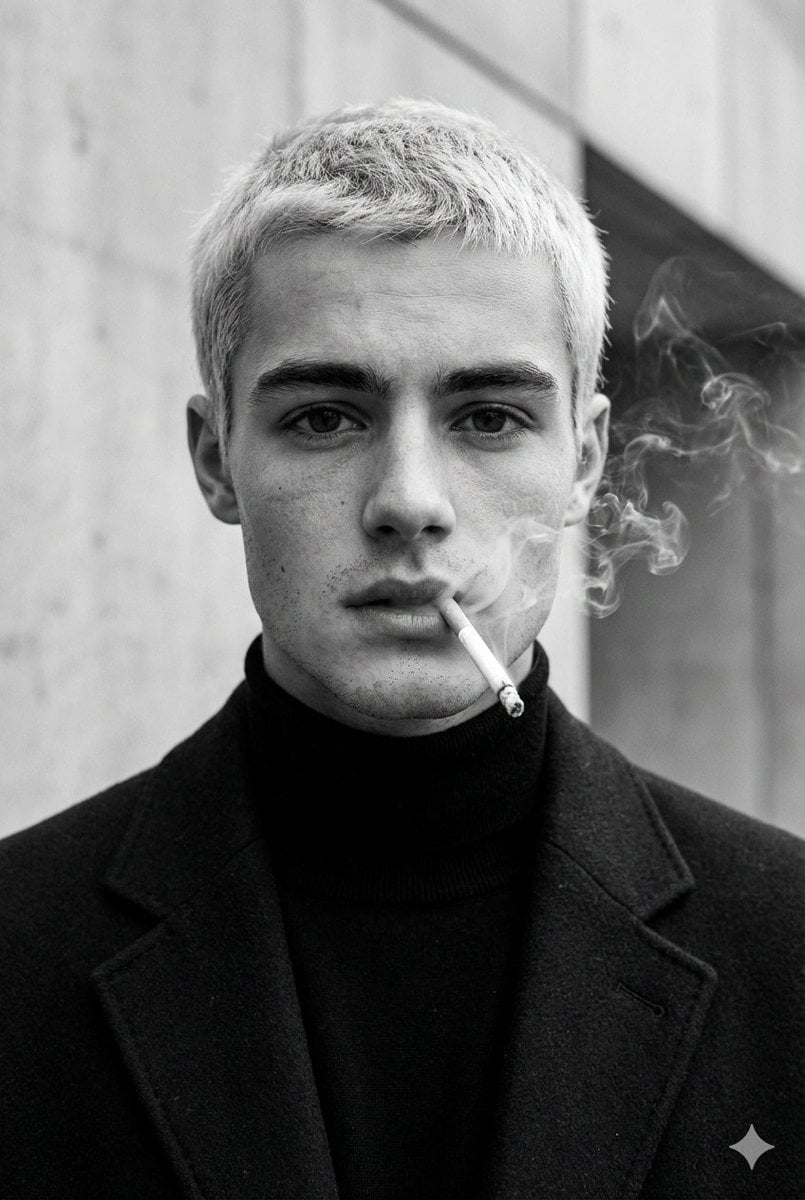 Dark Coat Cigarette Smoke Monochrome