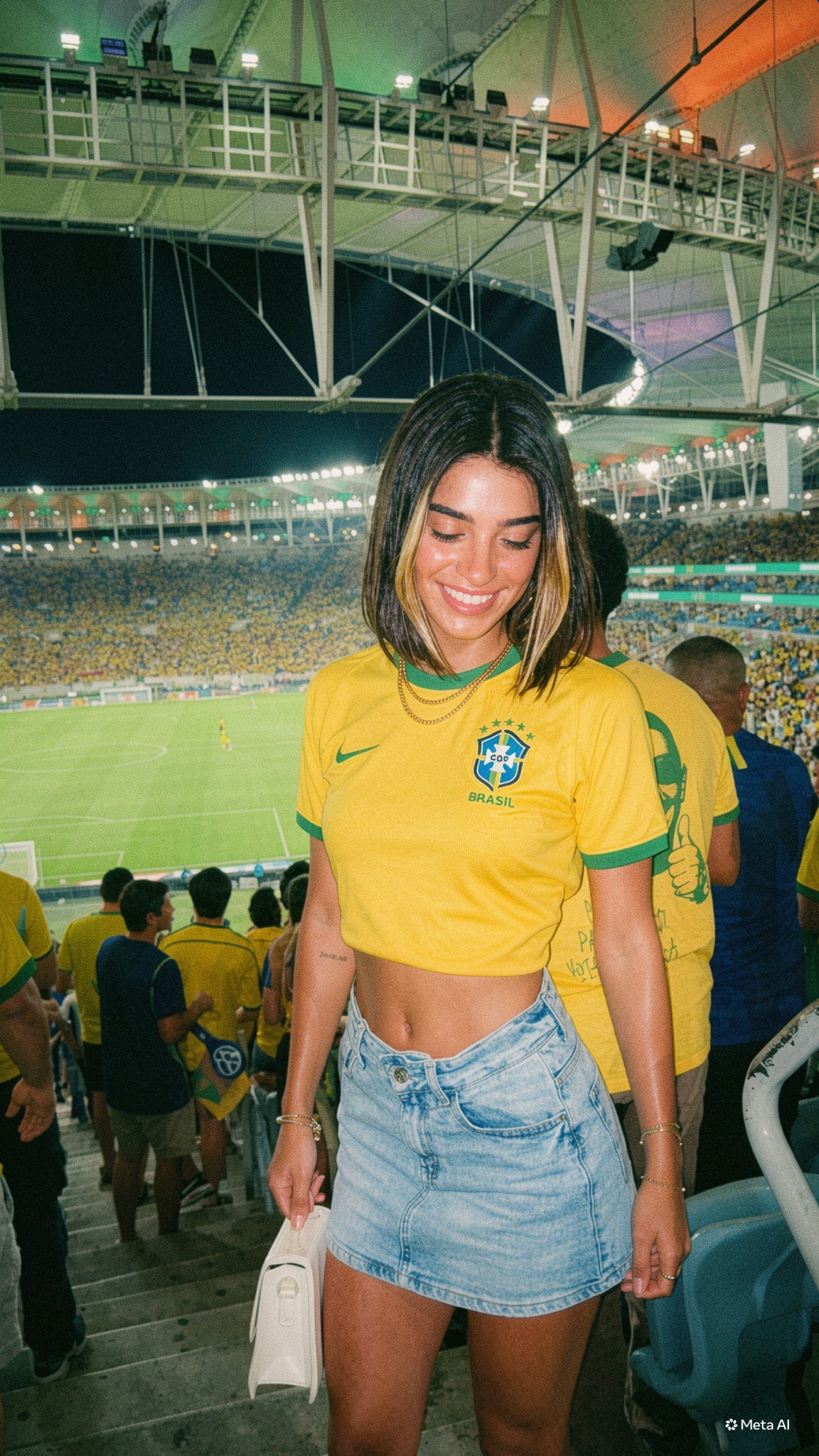 Cropped Yellow Brazil Football Jersey Green In One Side