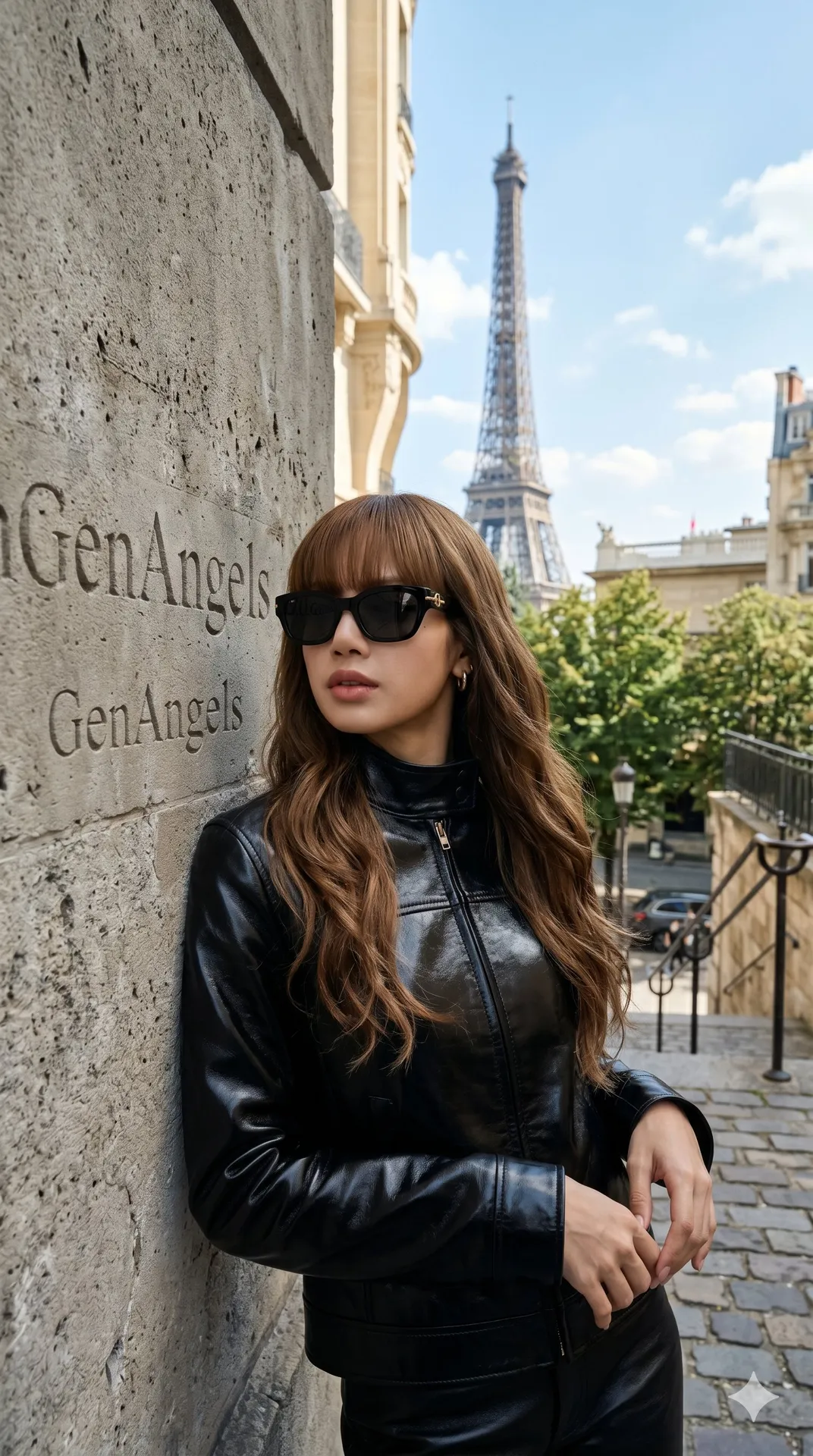 Sunglasses With Leather Jacket On Parisian Street