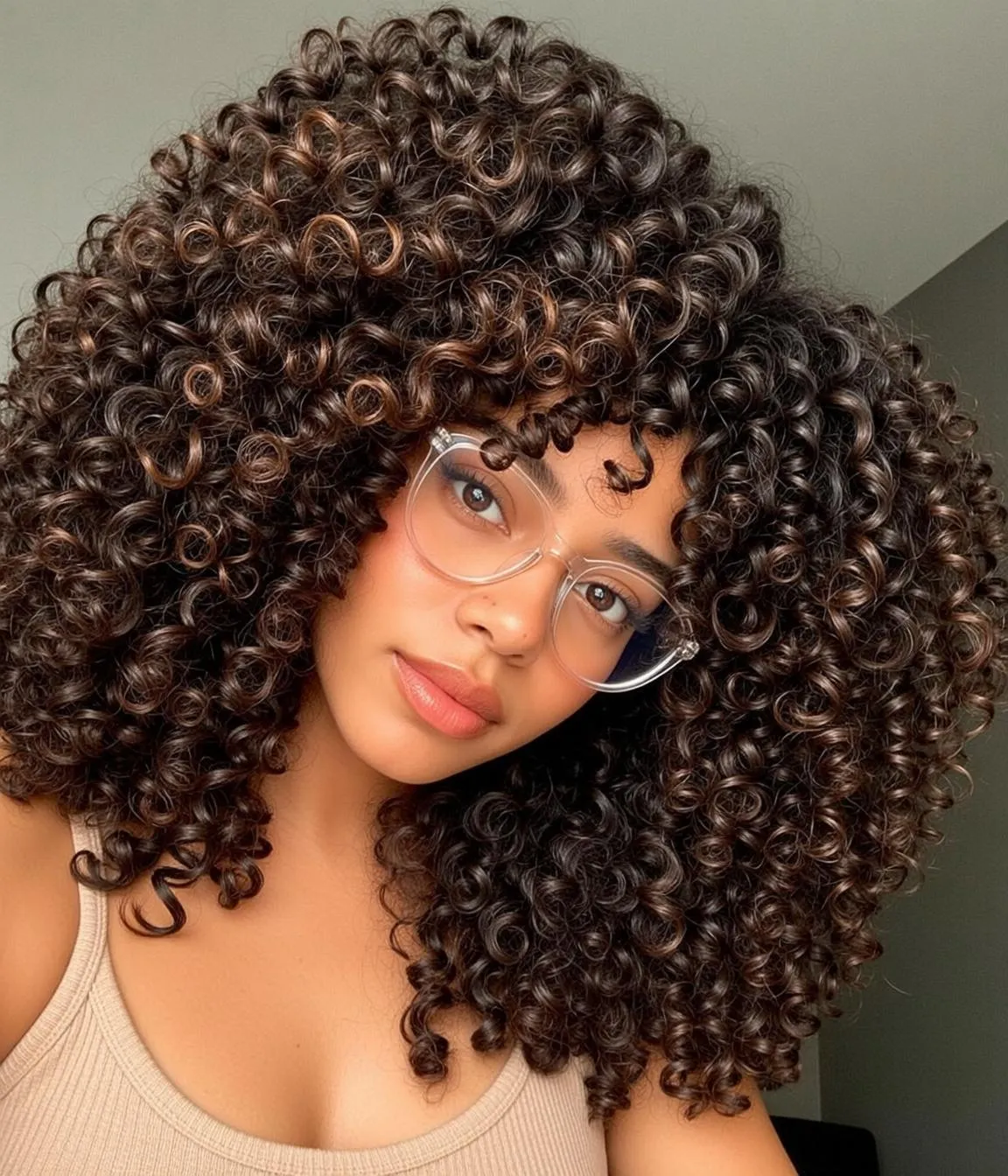 Hair Salon Young Dark Brown Voluminous Curly