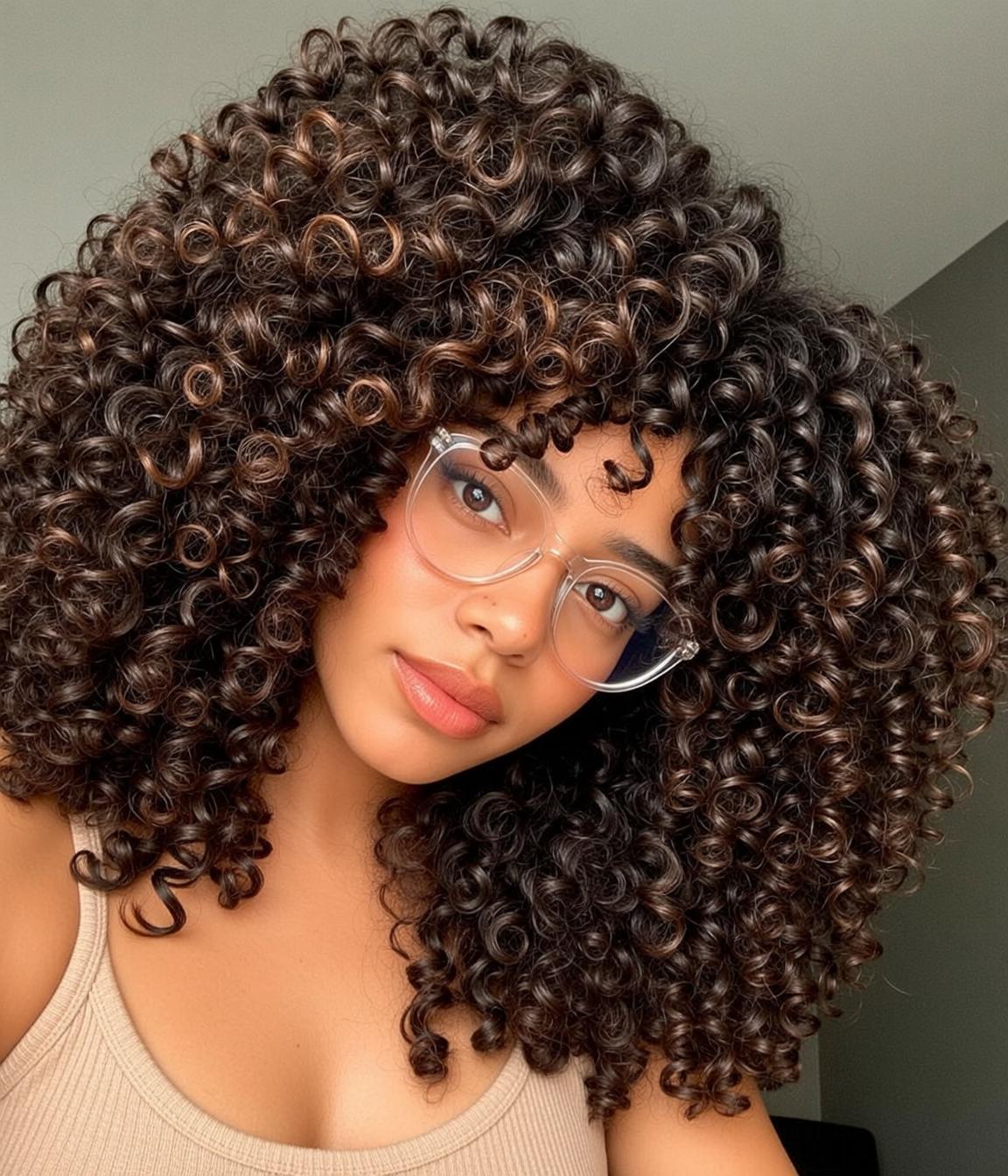 Hair Salon Young Dark Brown Voluminous Curly