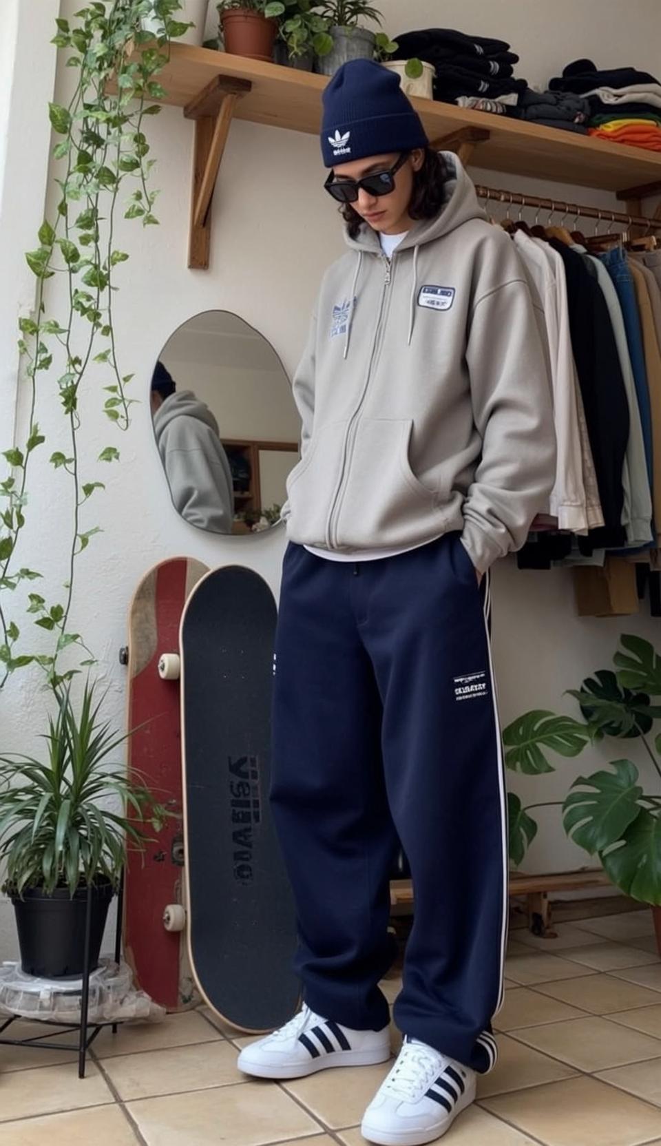 Hoodie Near Plants Skateboard