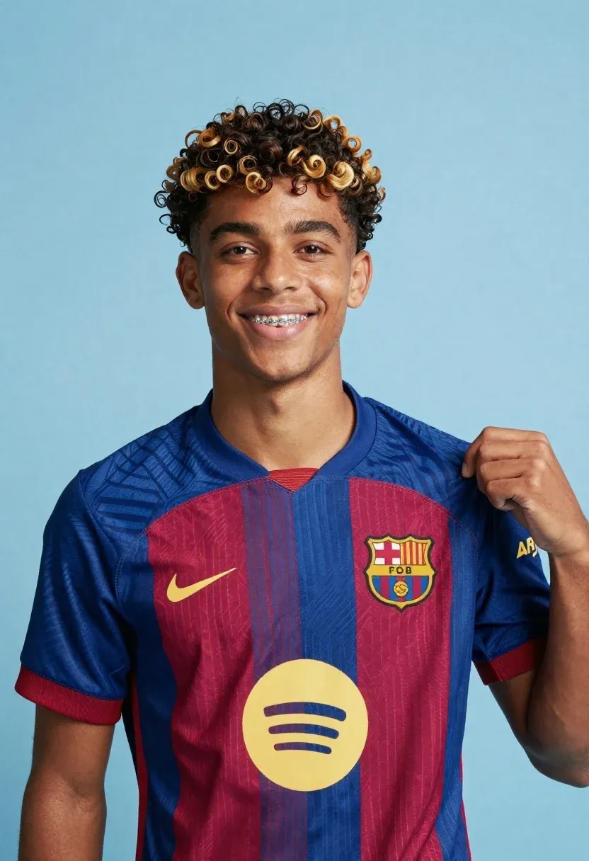 Young Man With Curly Dark Hair Featuring Blonde Highlights Smiles