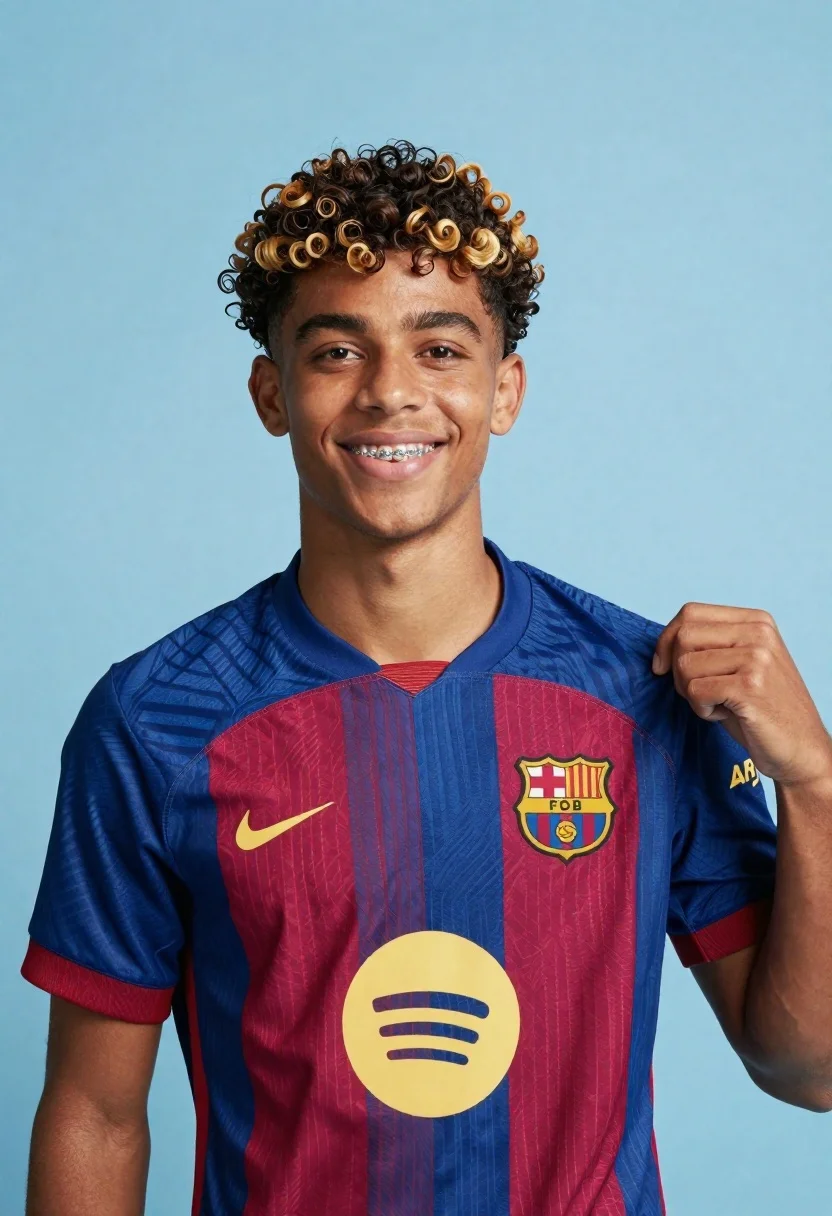 Young Man With Curly Dark Hair Featuring Blonde Highlights Smiles reference photo