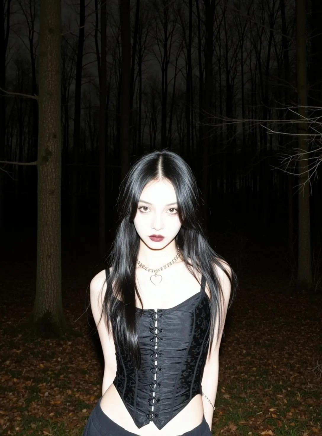 Makeup And Necklace In Forest Portrait