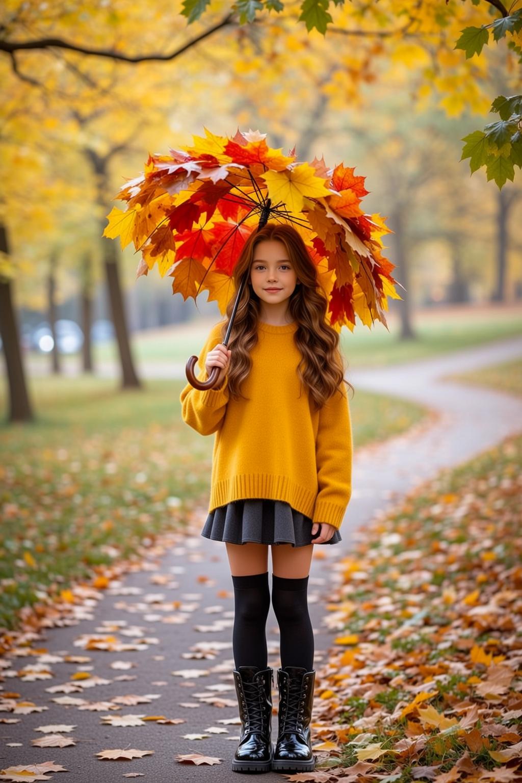 Autumn Path Umbrella Sweater