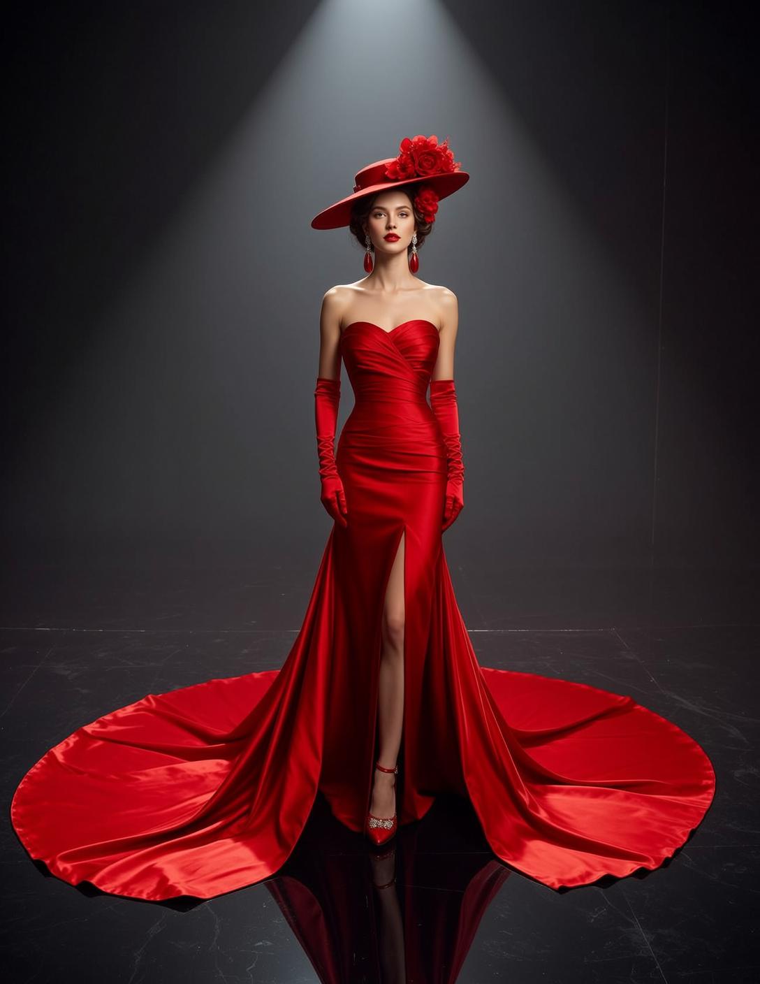 Red Gown Spotlight Portrait