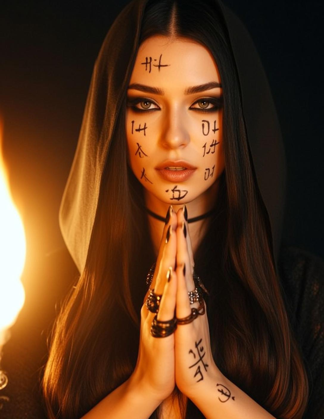 Halloween Makeup Young Long Dark Brown Straight