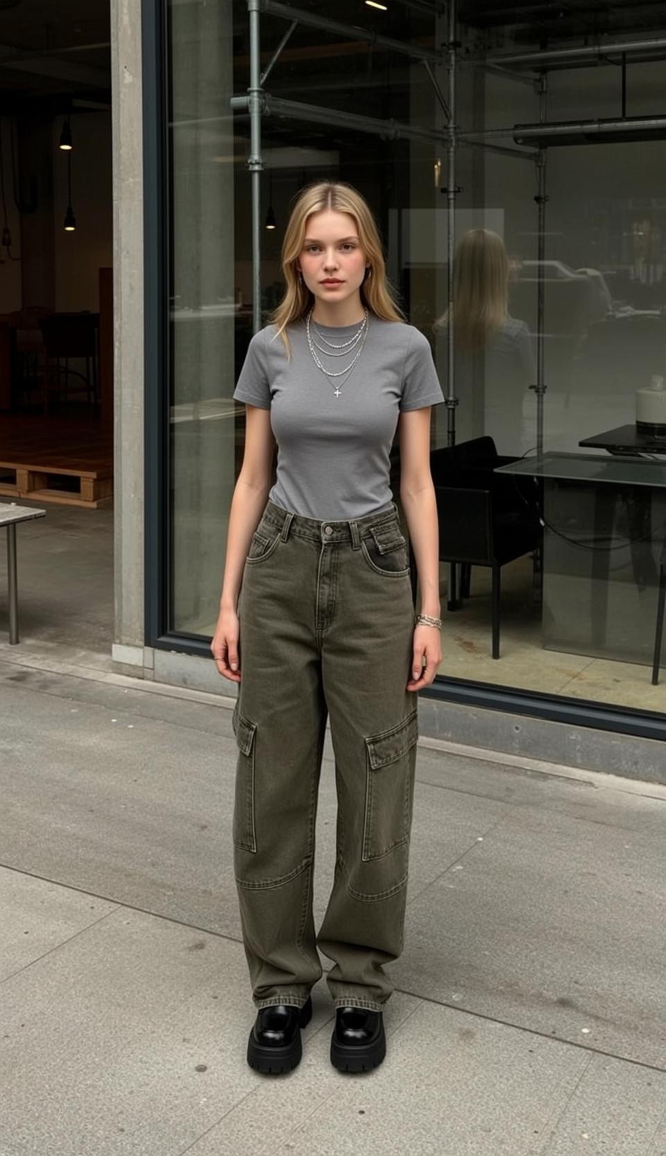 Urban Street Grey T Shirt Cargo Pants