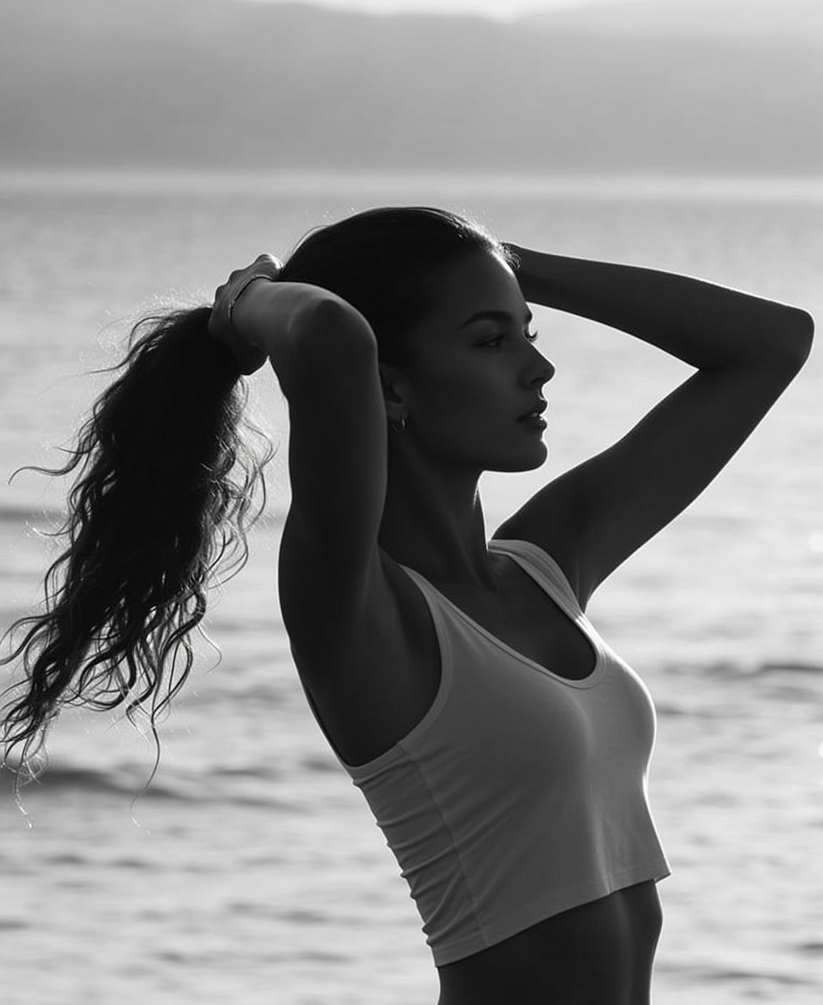 Black And White Medium Shot Portrait Orientation Photograph Captures Young