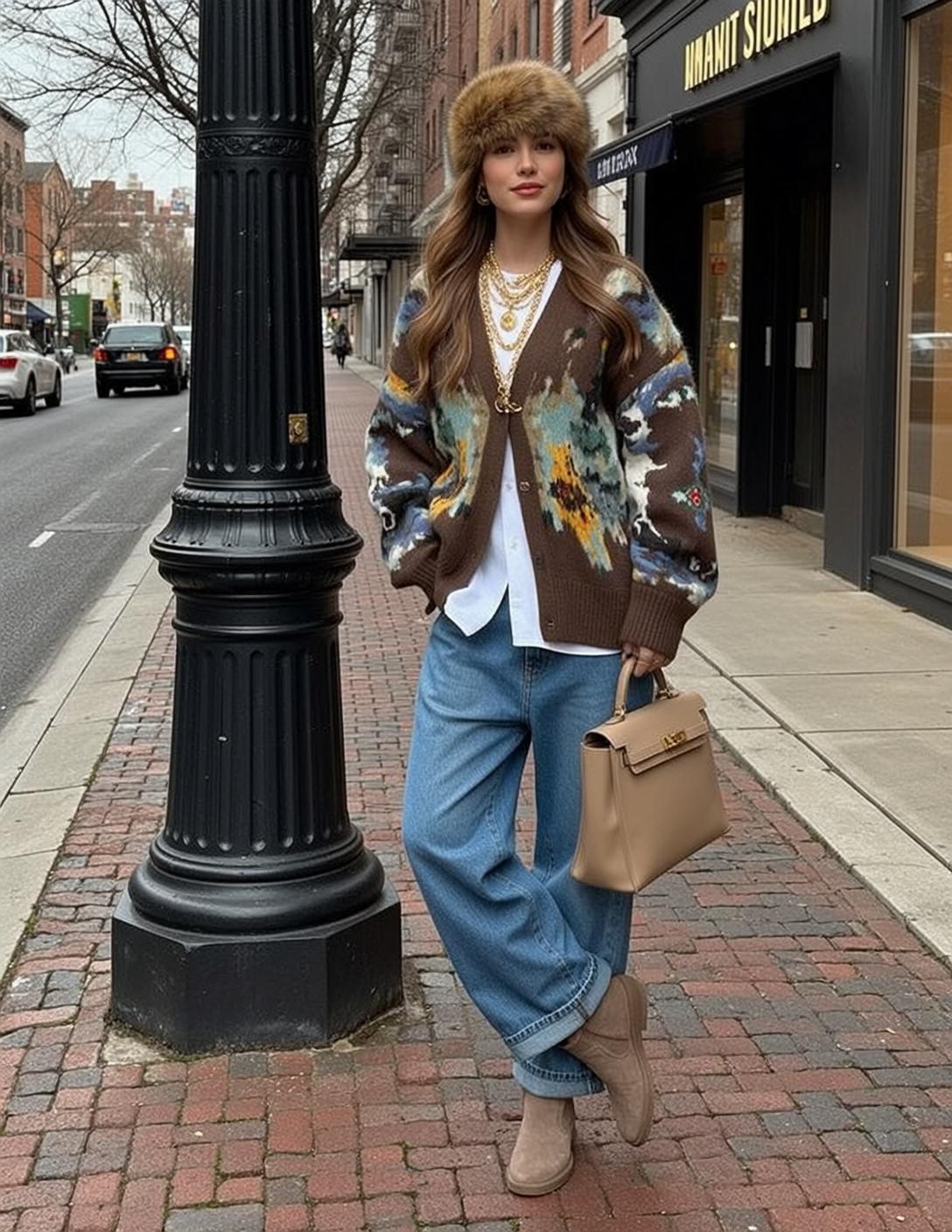 White Shirt and Wide Leg Jeans Street